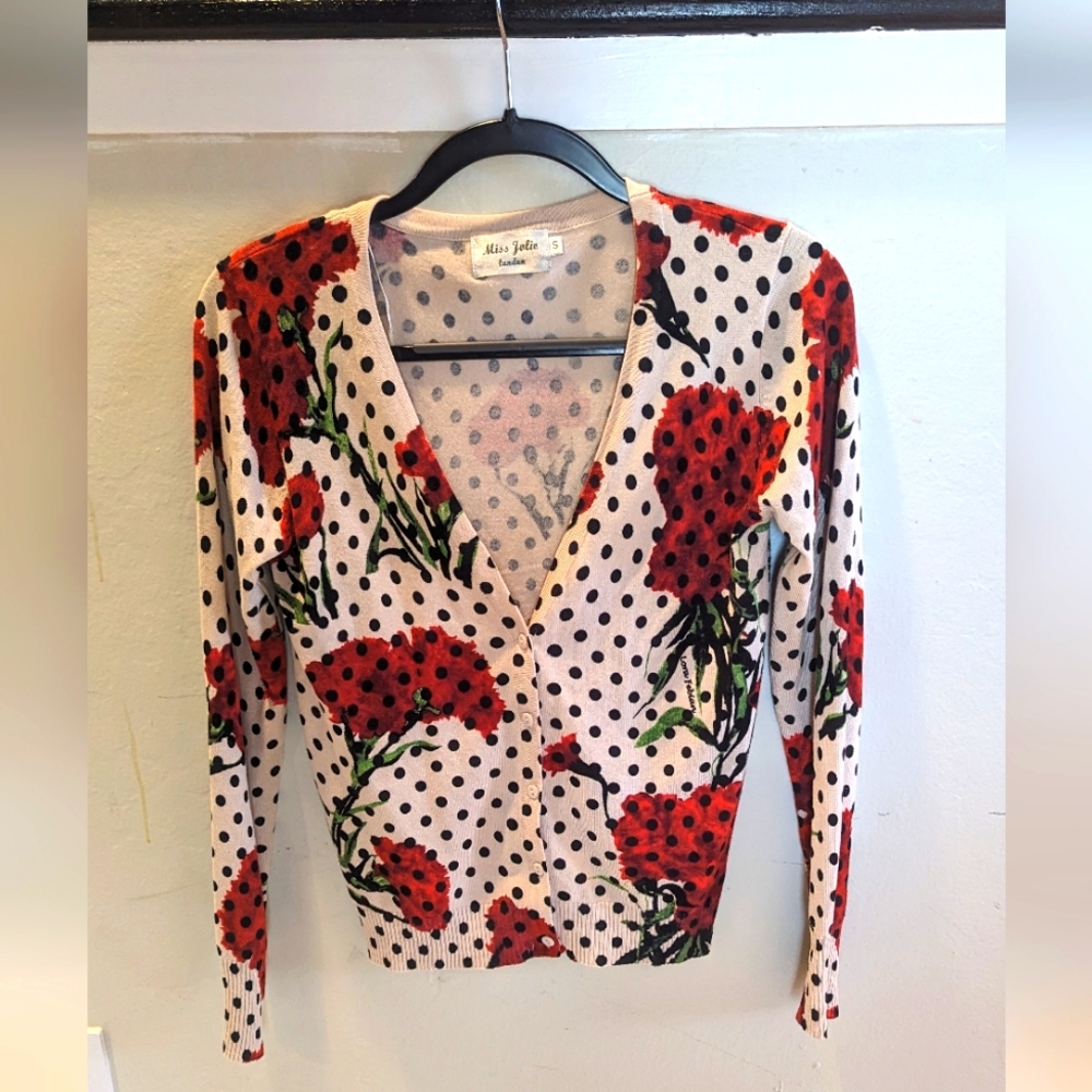 ModCloth Miss Jolie floral polka dot cardigan
